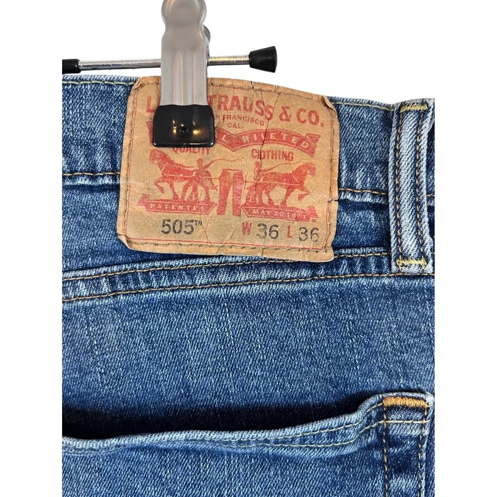 Levis 505 Regular Fit Straight Leg Mens Jeans Medium Wash‎ Blue W36 L36 Classic